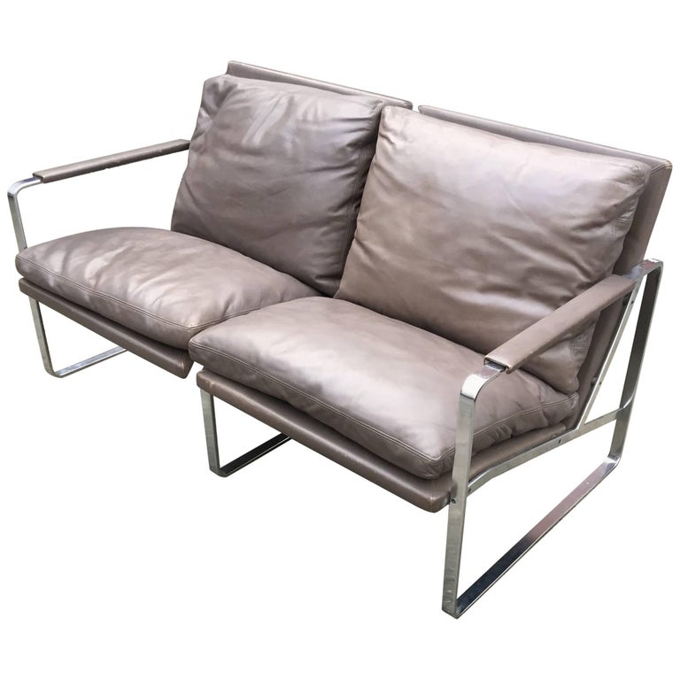 Two-Seat Leather Sofa by Preben Fabricius & Jørgen Kastholm, Walter Knoll For Sale