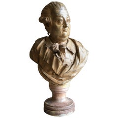 French Terracotta Bust of a Nobleman, Attributed to Houdon