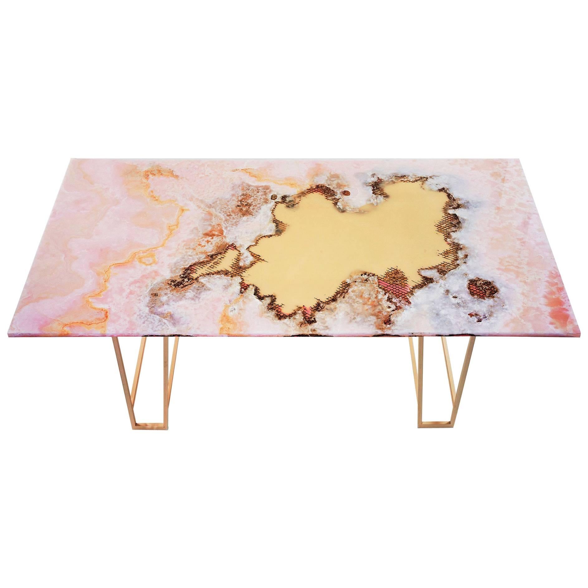 Canyon Dining Table, Pink Onyx For Sale