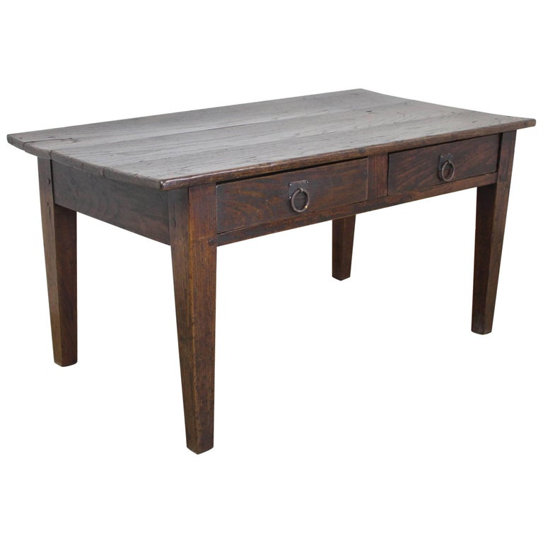 Antique Dark Chestnut TwoDrawer Coffee Table For Sale at 1stDibs