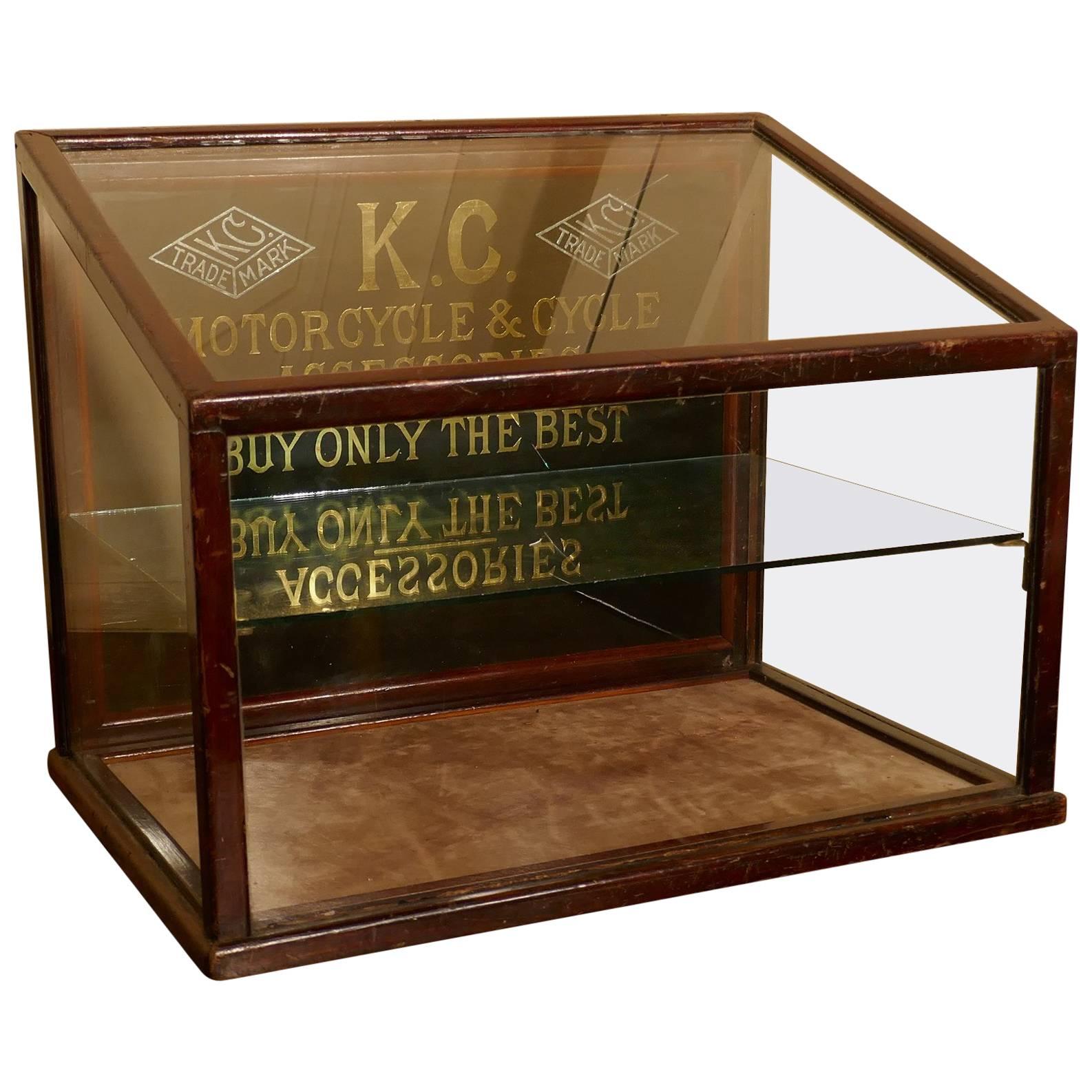 Very Rare Kansas City, Motorcycle and Cycle Accessories Display Cabinet
