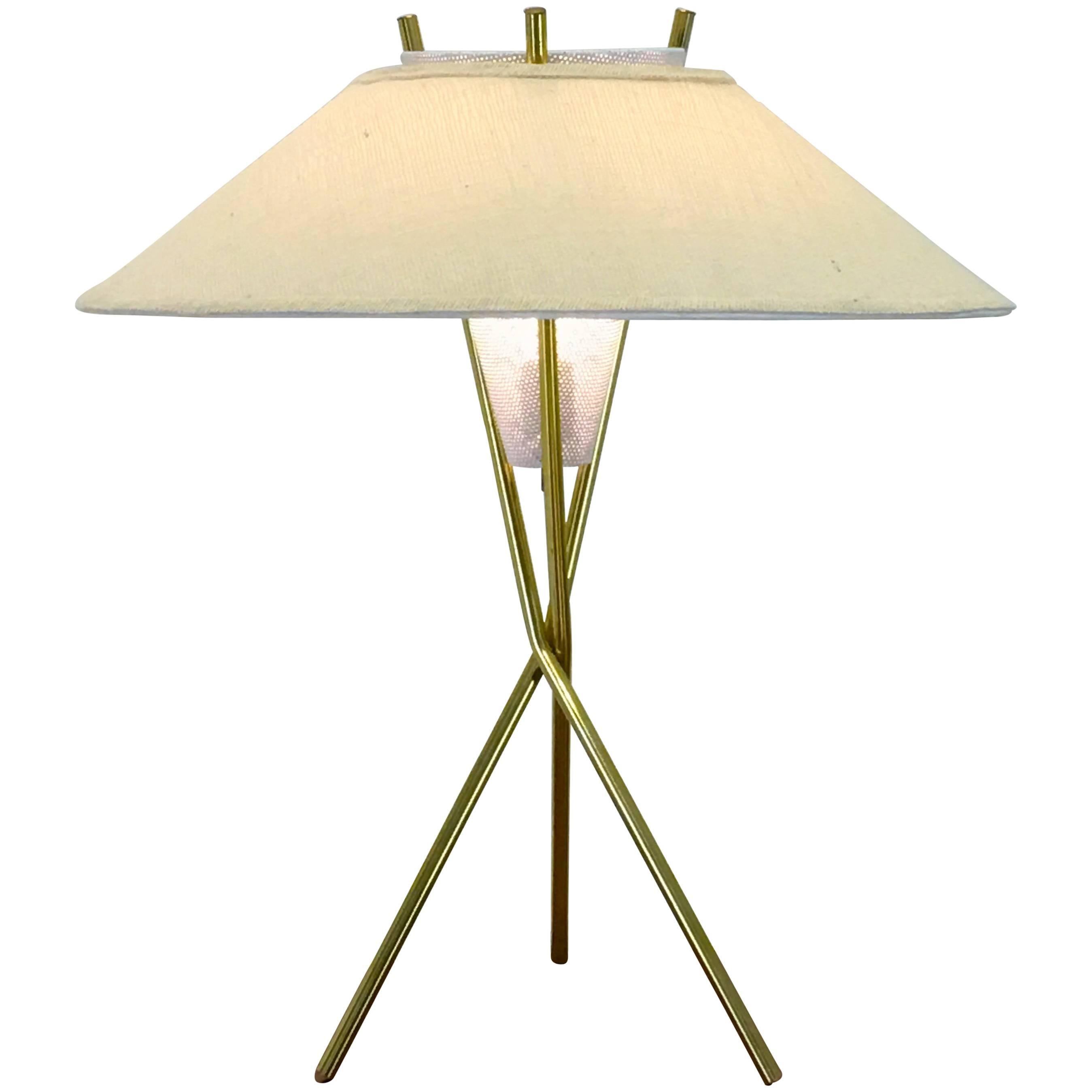 Original Tripod Table Lamp and Shade by Gerald Thurston for Lightolier