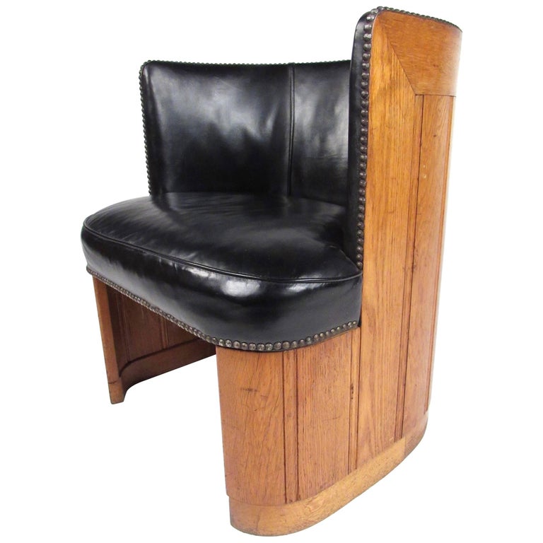 Vintage Oak Barrel Back Club Chair For Sale At 1stdibs