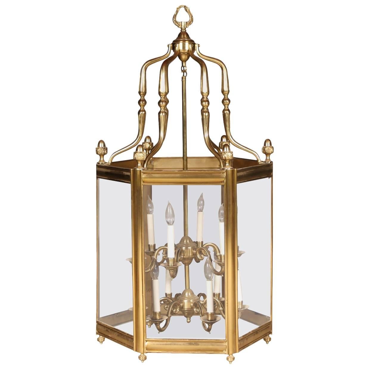 Heavy Solid Brass Baldwin Hexagonal Lantern Fixture