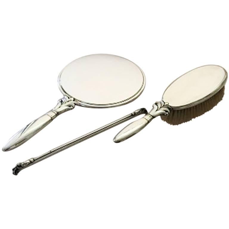 Georg Jensen Sterling Silver Harald Nielsen Mirror, Brush and Comb #172