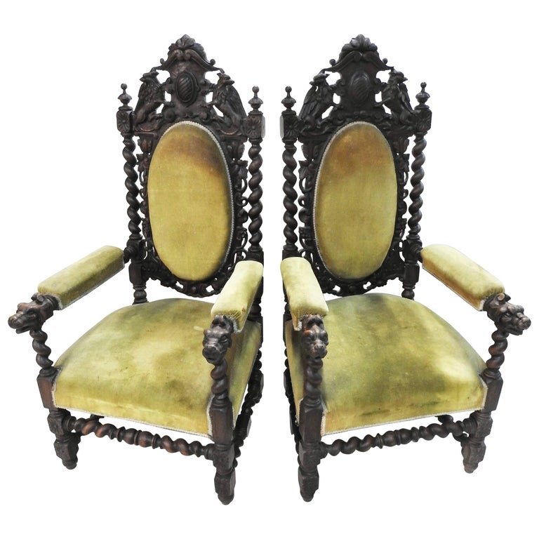 Pair of Spanish Renaissance Revival Armchairs at 1stDibs