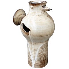 Glazed Ceramic Stylised Bird Vase by Jacques Pouchain, circa 1960s