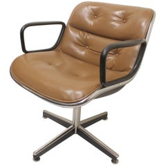 Mid-Century Modern Caramel Brown Executive Desk Chair by Charles Pollock Knoll