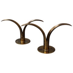 Pair of Midcentury Split Leaf Lily Candle Holders by Scan Sweden