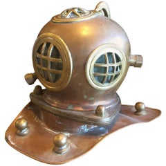 Vintage Copper, Brass & Glass Authentic Diver's Helmet Model