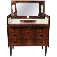 Danish Mid Century Brazilian Rosewood Vanity with Chest of Drawers