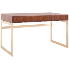 Milo Baughman Rosewood and Brass Desk