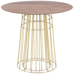 Retro Contemporary Side table in Wood and Brass Side Table