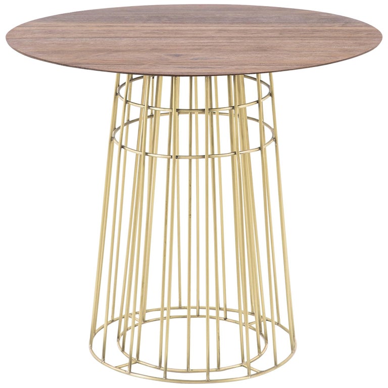 Contemporary Side table in Wood and Brass Side Table For Sale at 1stDibs