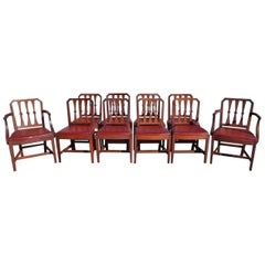 Set of Ten English Regency Mahogany Dining Chairs With Leather Seats, Circa 1800