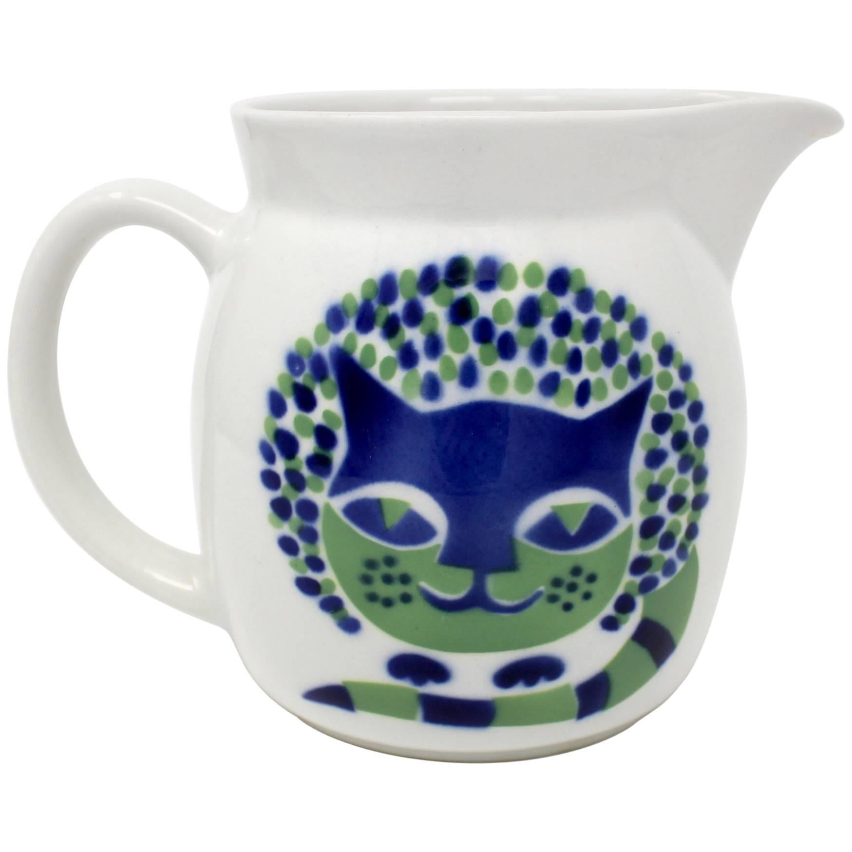 1960s Kaj Franck Ceramic Cat Pitcher for Arabia, Finland