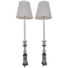 Pair of 20th Century Wedgewood Style Candlestick Lamps