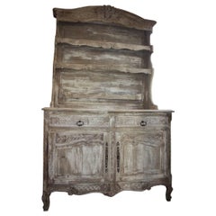 Antique Washed or Bleached French Vaisselier or Cabinet/Bookcase