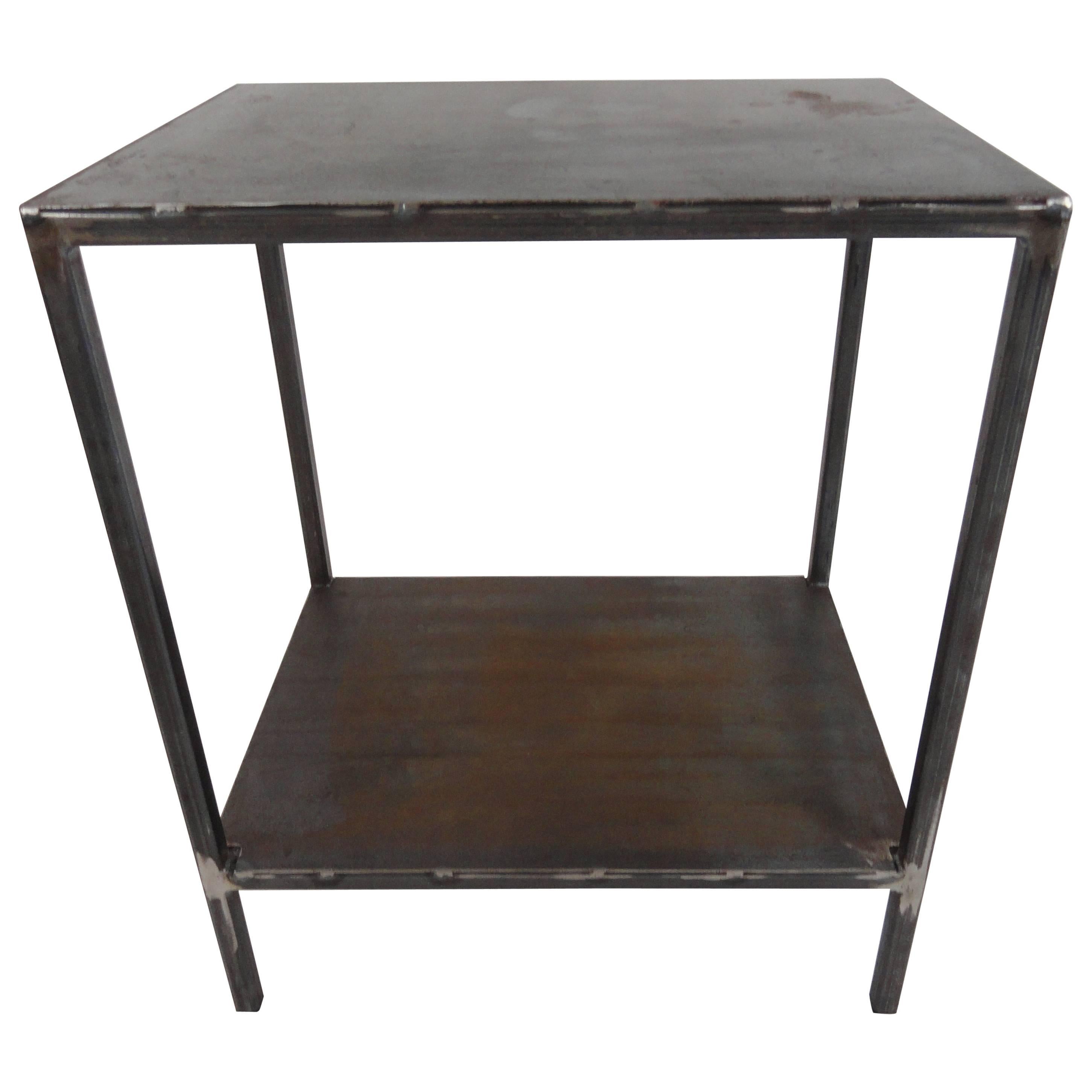 Baldwin Side Table, Natural Metal Finish For Sale