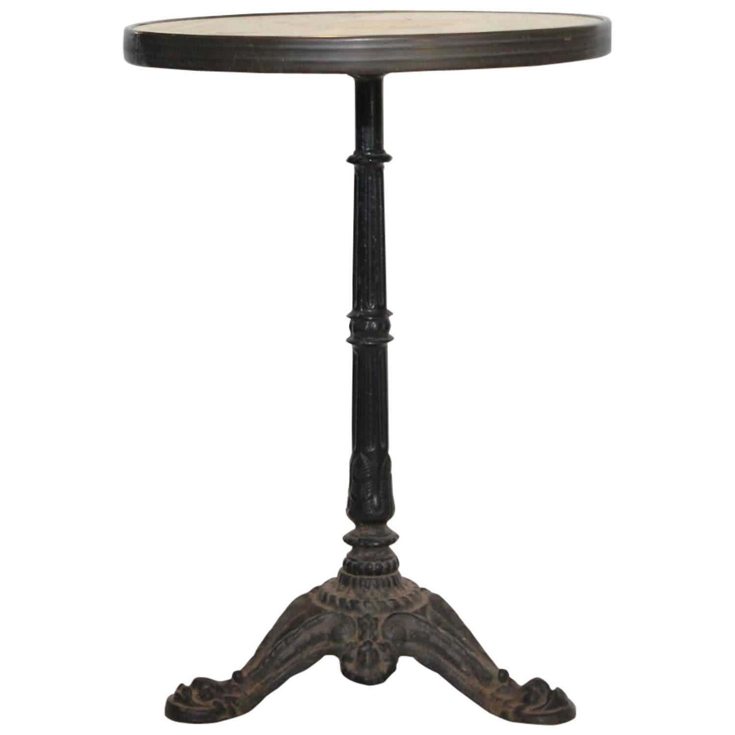 Antique French Bistro Table with Marble Top For Sale