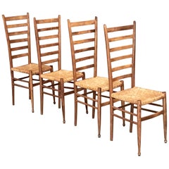 Set of Four Italian Ladder Back Chairs in the Style of Gio Ponti