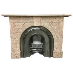 Antique Late Victorian Arched Marble Fireplace Surround