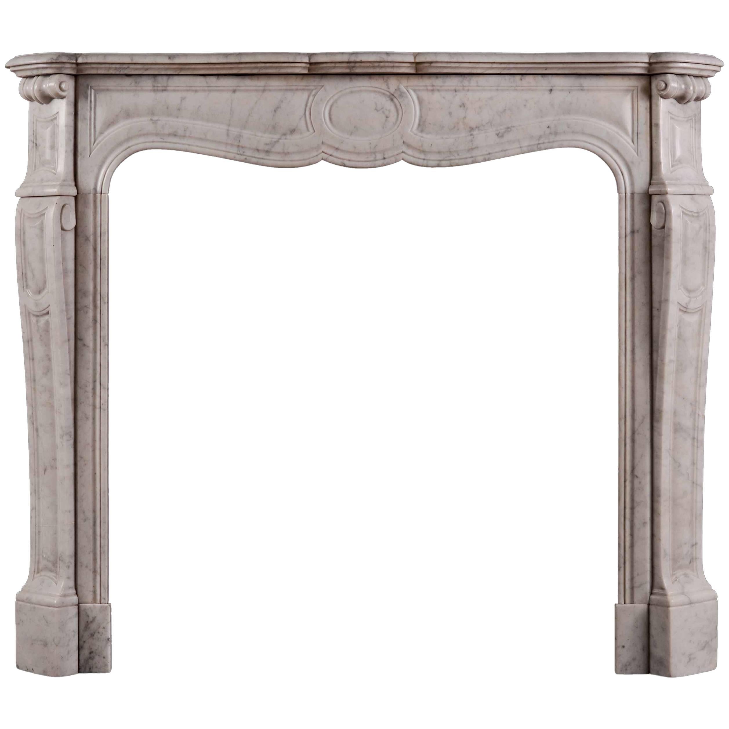 Antique French Louis XVI Style Carrara Marble Fireplace Surround