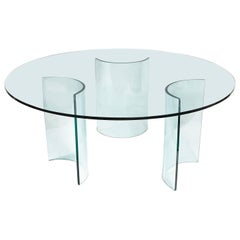 Round Large Glass Dining Table, Attributed to Pace Collection