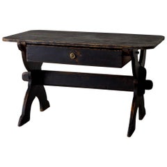 Antique Desk Swedish 19th Century Black Rustic Sweden