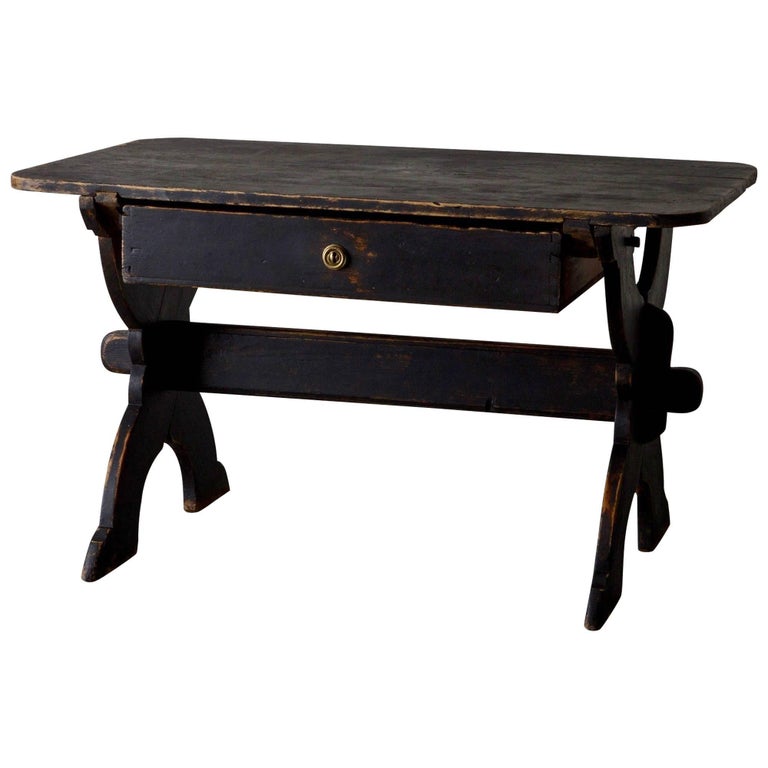 Desk Swedish 19th Century Black Rustic Sweden at 1stDibs