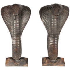 Pair of Cobra Andirons by Edgar Brandt