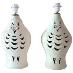 Georges Pelletier, Pair of Table Lamp Ceramic Signed, France