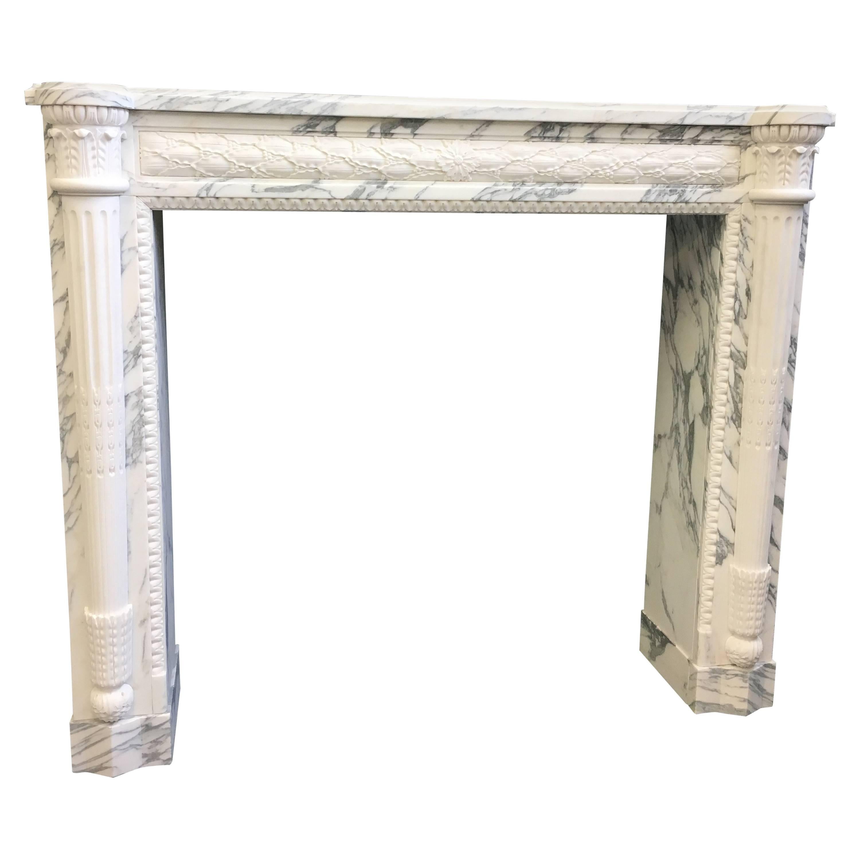 Louis XVI Style Chimneypiece in Fine Breche and Statuary Marbles