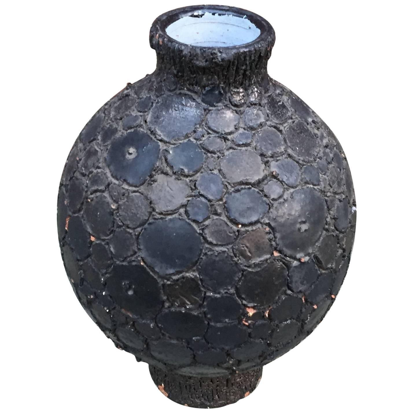 Vase en céramique d'inspiration japonaise Perignem, non signé, datant d'environ 1950 en vente