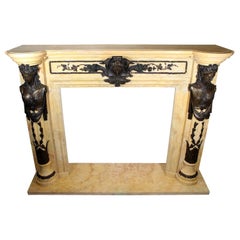 Regency Style Egyptian Marble Fireplace Mantel with Bronze Ornaments