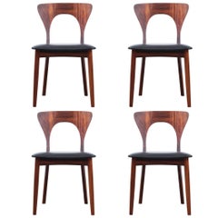 Mid-Century Modern Scandinavian Set of Dining Chairs in Rosewood Model "Peter"