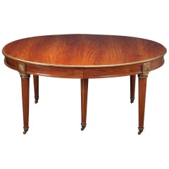 19th Century Mahogany and Gilt Bronze Dining Room Table in Louis XVI Style