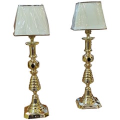 Pair of Large Edwardian Brass Candlesticks