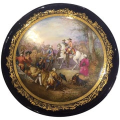 19th Century, Sèvres Porcelain Cabinet Plate Depicting Bataille de Fontenoy 