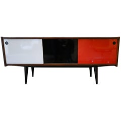 Flat Teak Sideboard with Stratified Doors