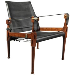 Leather and Brass Safari Chair, Later 20th Century