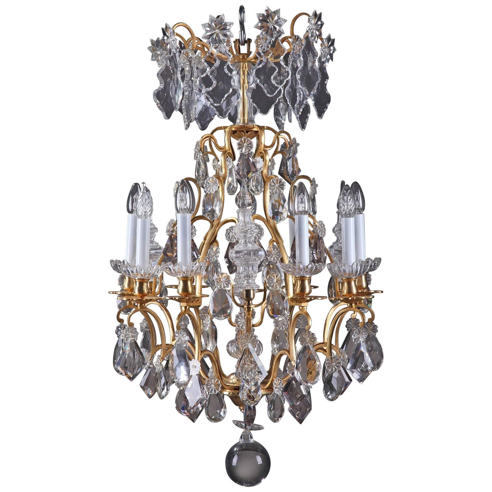 Late 19th Century Cut-Crystal and Gilt Bronze Chandelier