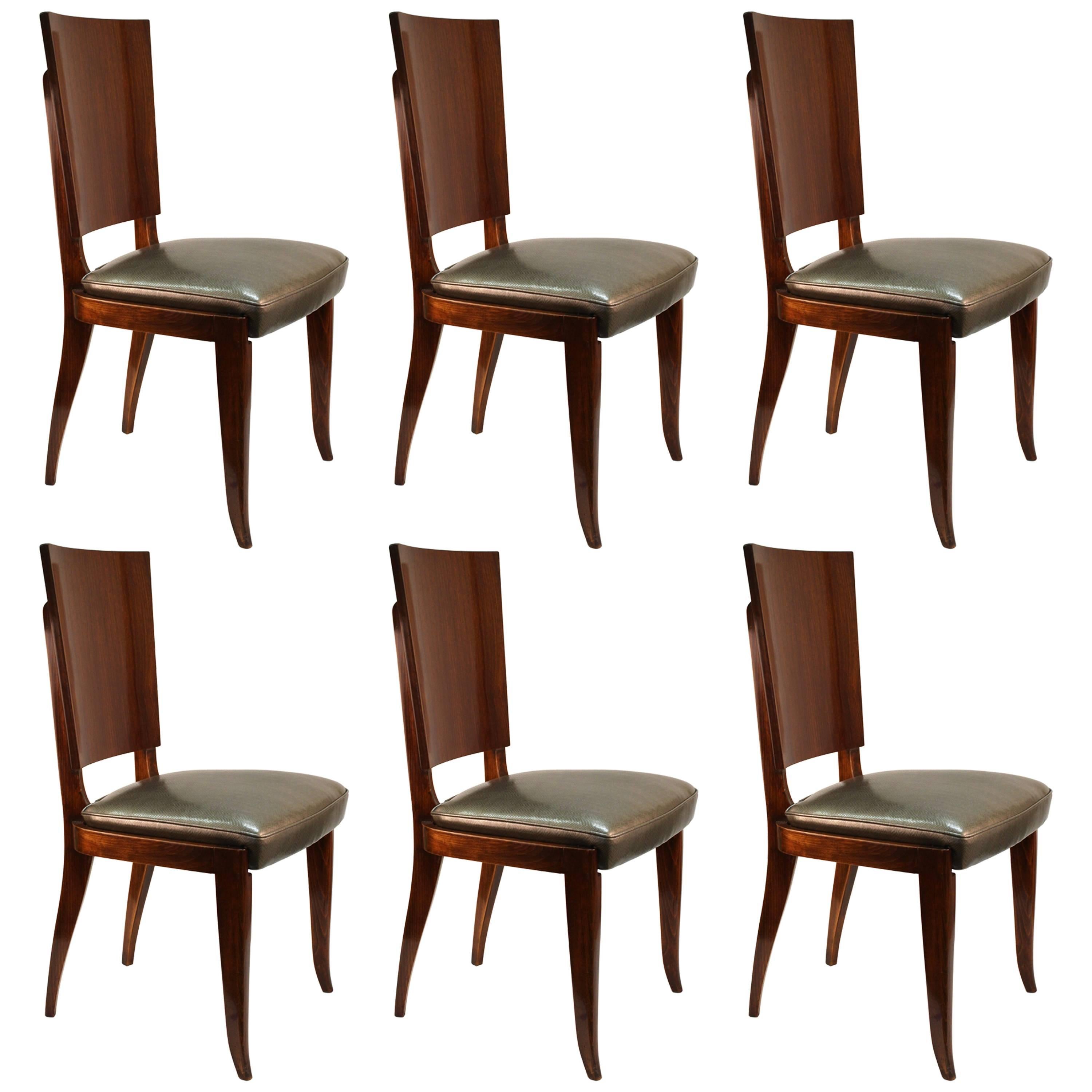 Art Deco Rosewood Dining Chairs, Set of Six