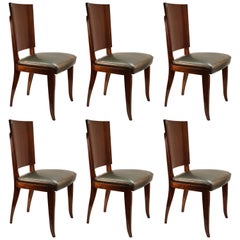 Art Deco Rosewood Dining Chairs, Set of Six