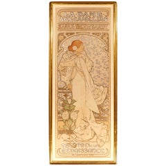 Antique Alphonse Mucha Poster of Sarah Bernhardt “La Dame Aux Camelias” 1896
