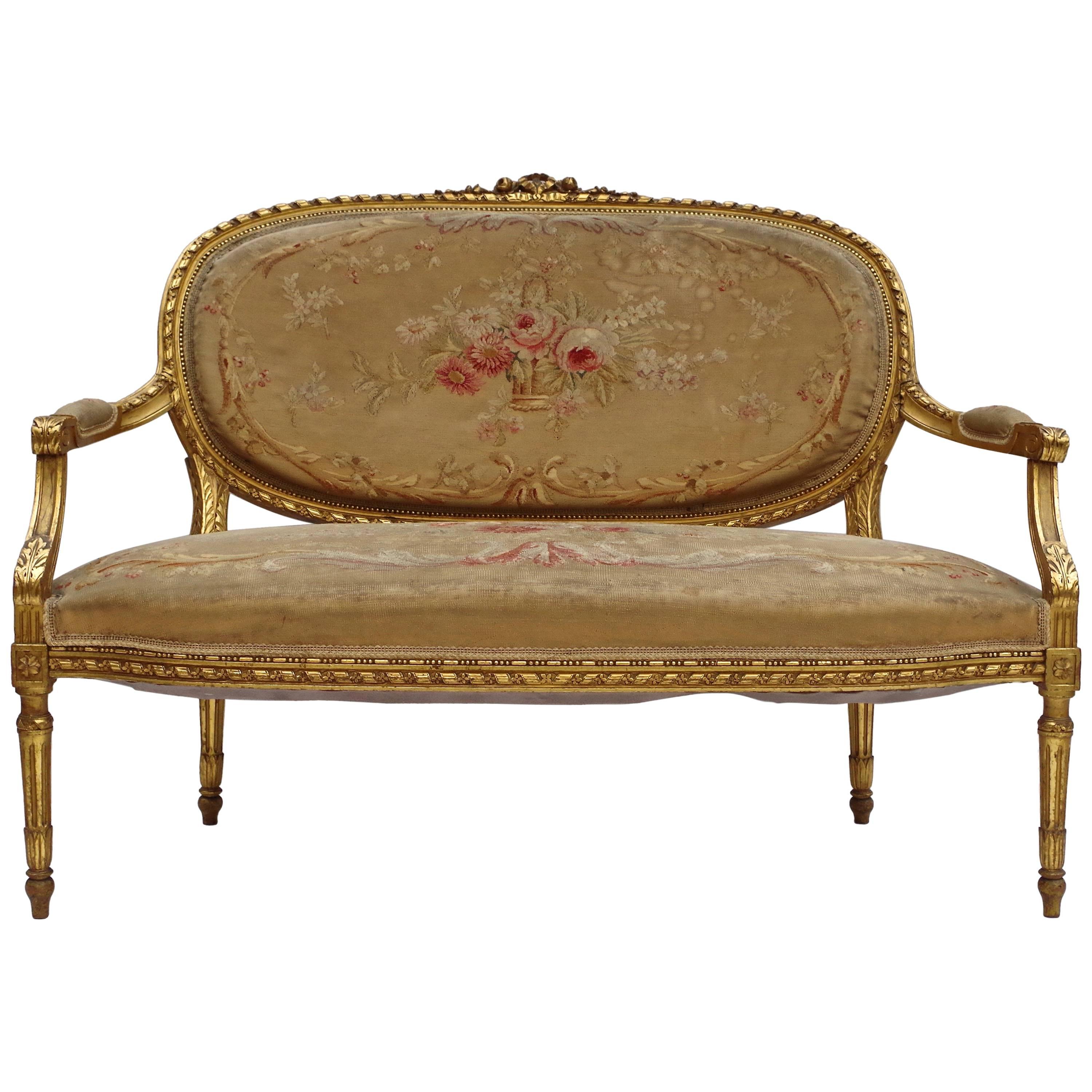 Giltwood Louis XVI Style Salon Furniture, circa 1880