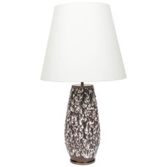 Brown and White Fat Lava Vase Converted into Lamp