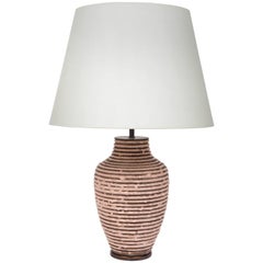 Soft Pink Textural Striped Ceramic Table Lamp