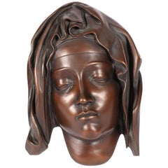 Cast Bronze Head of the Virgin Mary in the Manner of Michelangelo