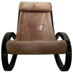 Sgarsul Chair Elephant Leather, Black Wood, by Gae Aulenti for Poltronova '62